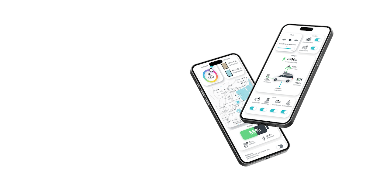 Two iPhones floating with the REVOTION App running