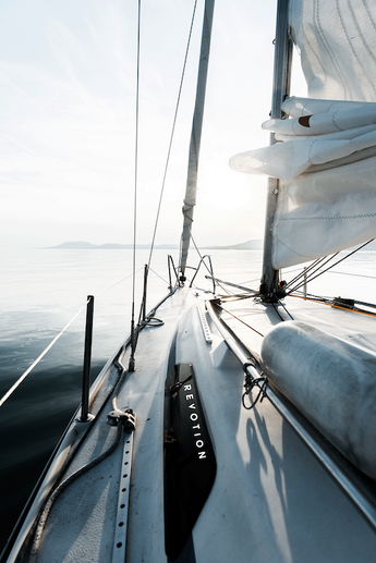 Sailing boat with revotion written on it